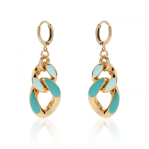 Orecchini in bronzo dorato con smalto azzurro