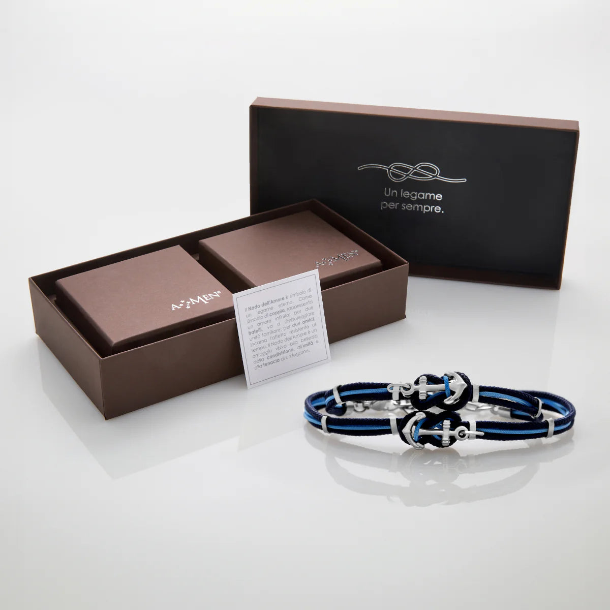 Bracciale Io & Te Blu e Azzurro in Acciaio e Corda