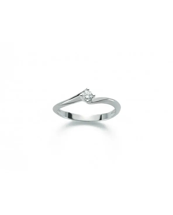 Solitario a Valentino in oro bianco e diamanti