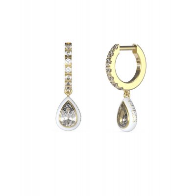 Orecchini Guess ciondolo goccia con smalto bianco – Gioielleria