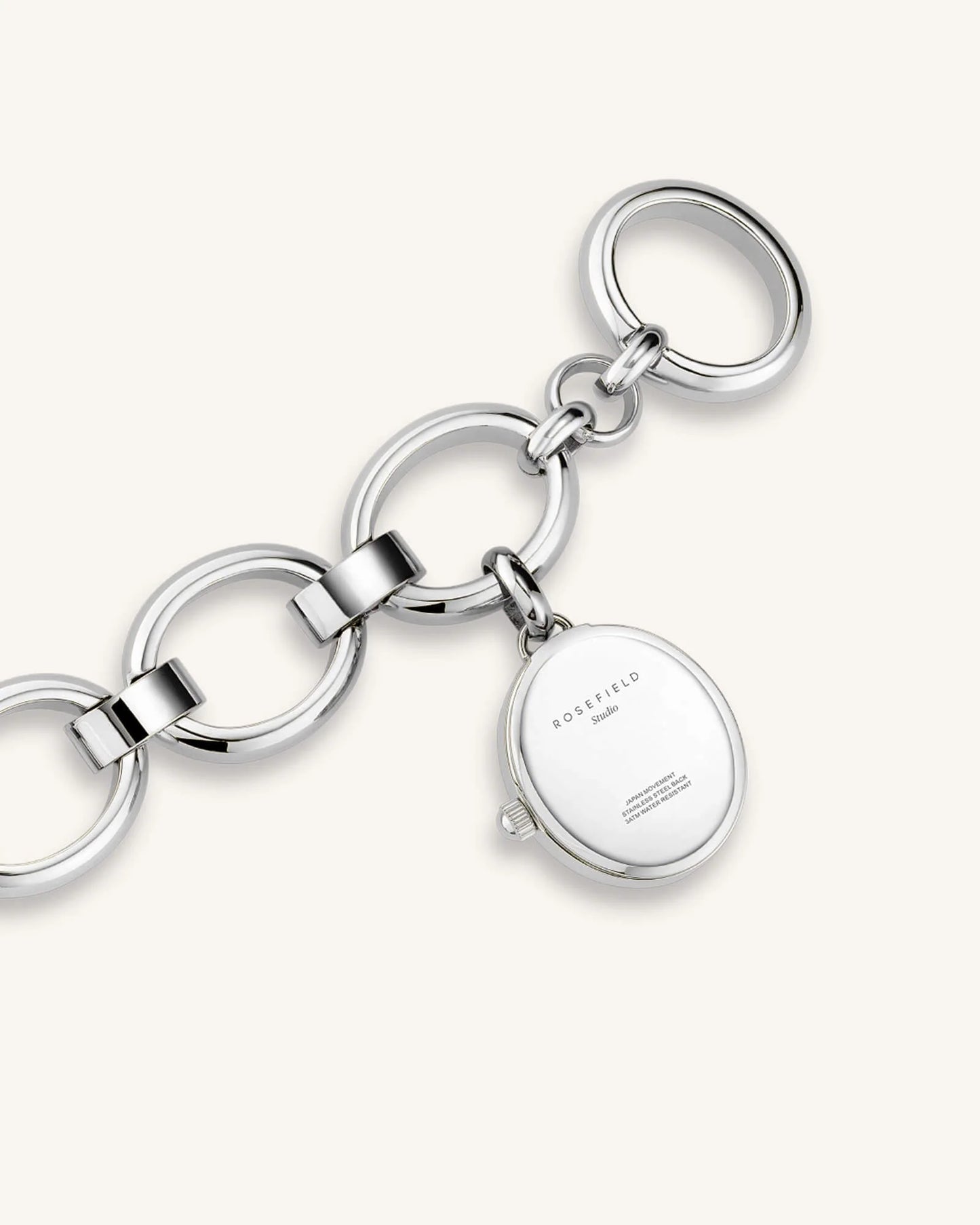 Orologio Oval Charm Chain Argento