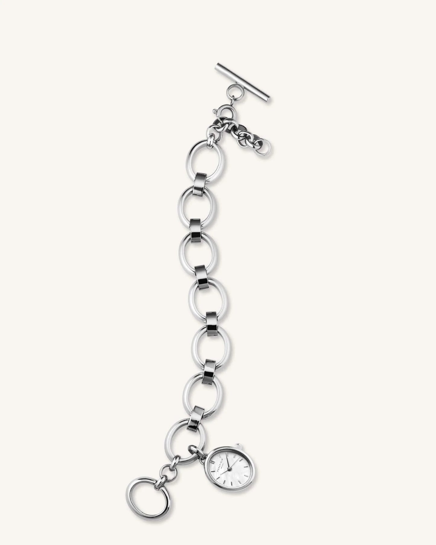 Orologio Oval Charm Chain Argento