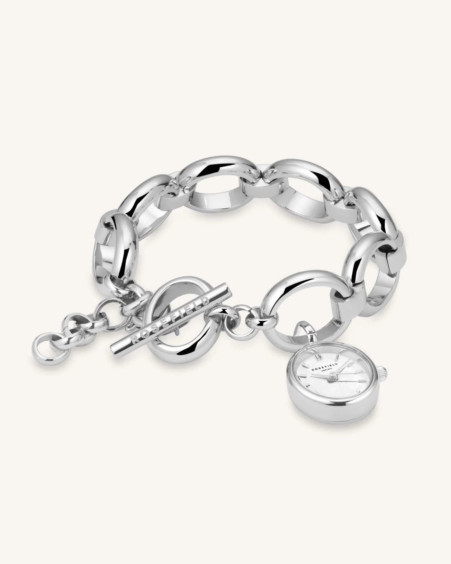 Orologio Oval Charm Chain Argento