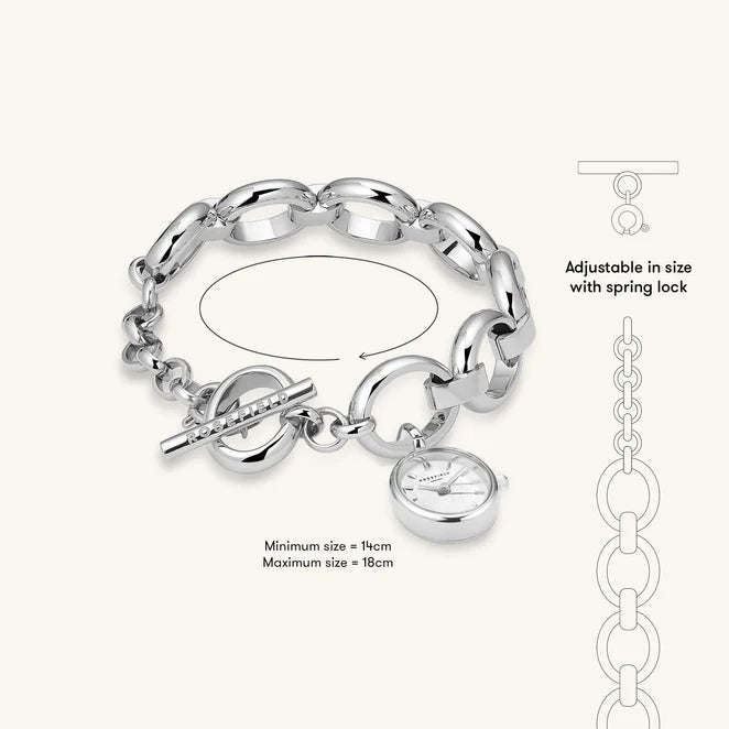 Orologio Oval Charm Chain Argento