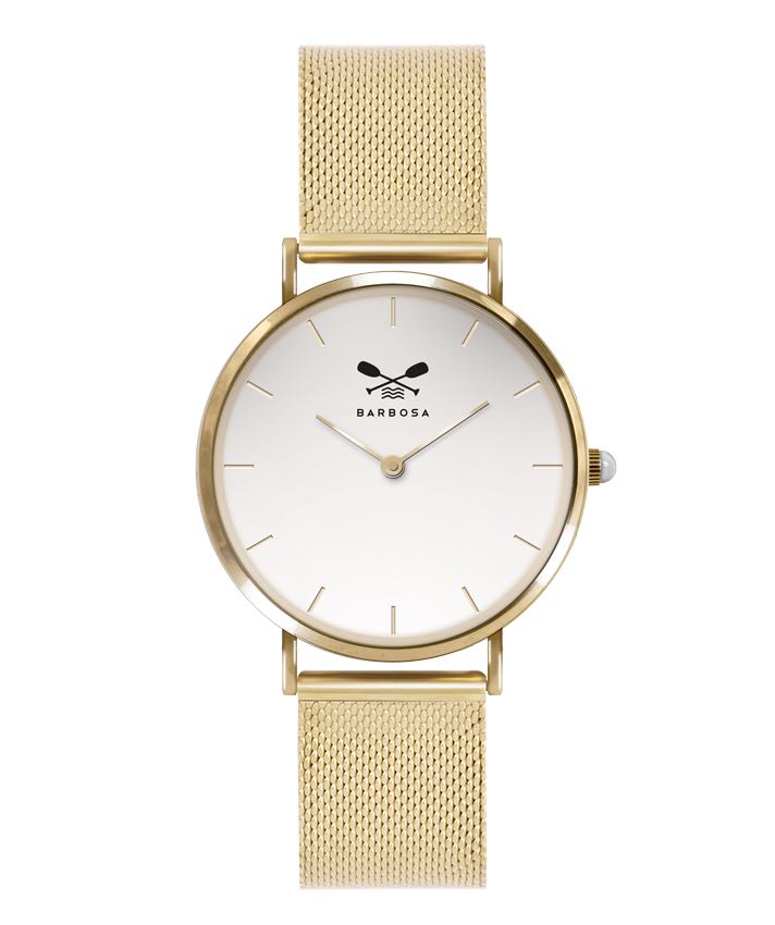 Orologio Bianco indici maglia Milano Oro