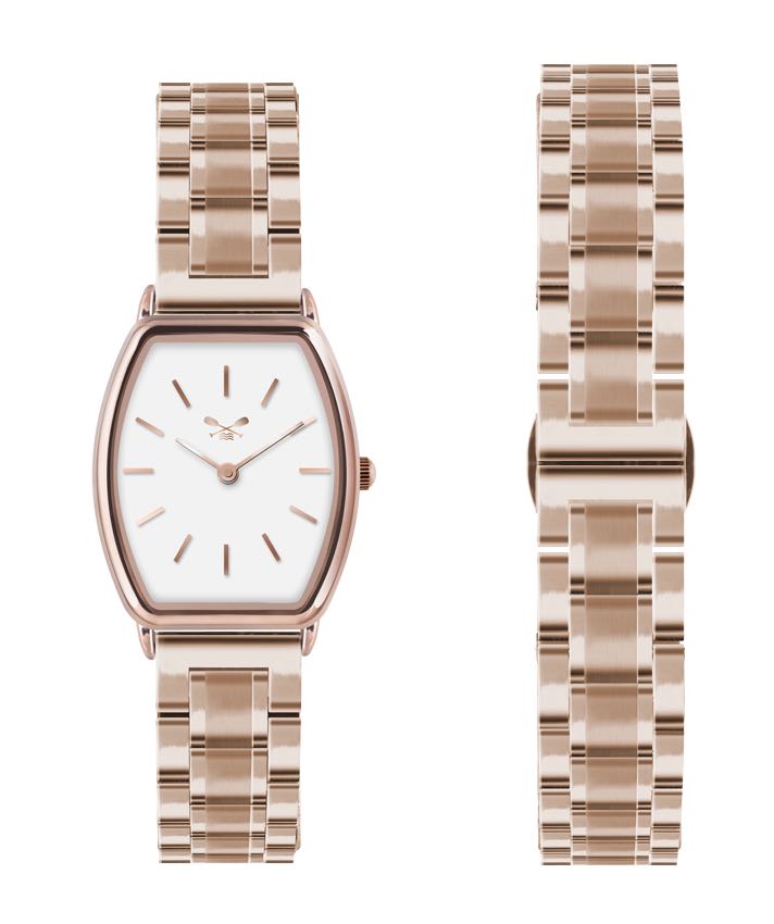 Orologio Donna Tonneau Rosè e quadrante bianco