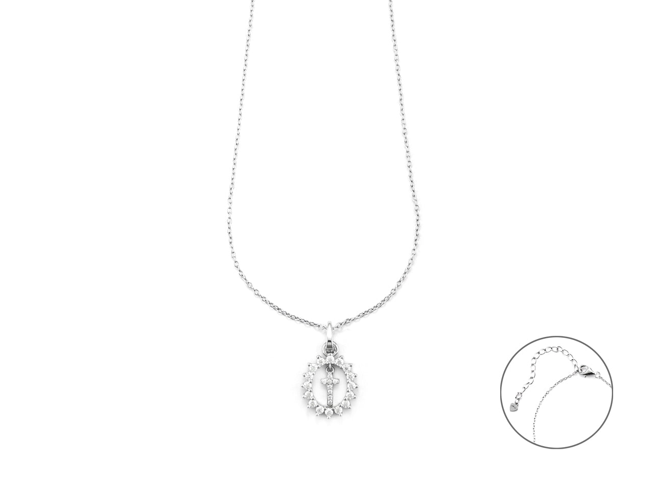 Collana Croce pavè zirconi bianchi