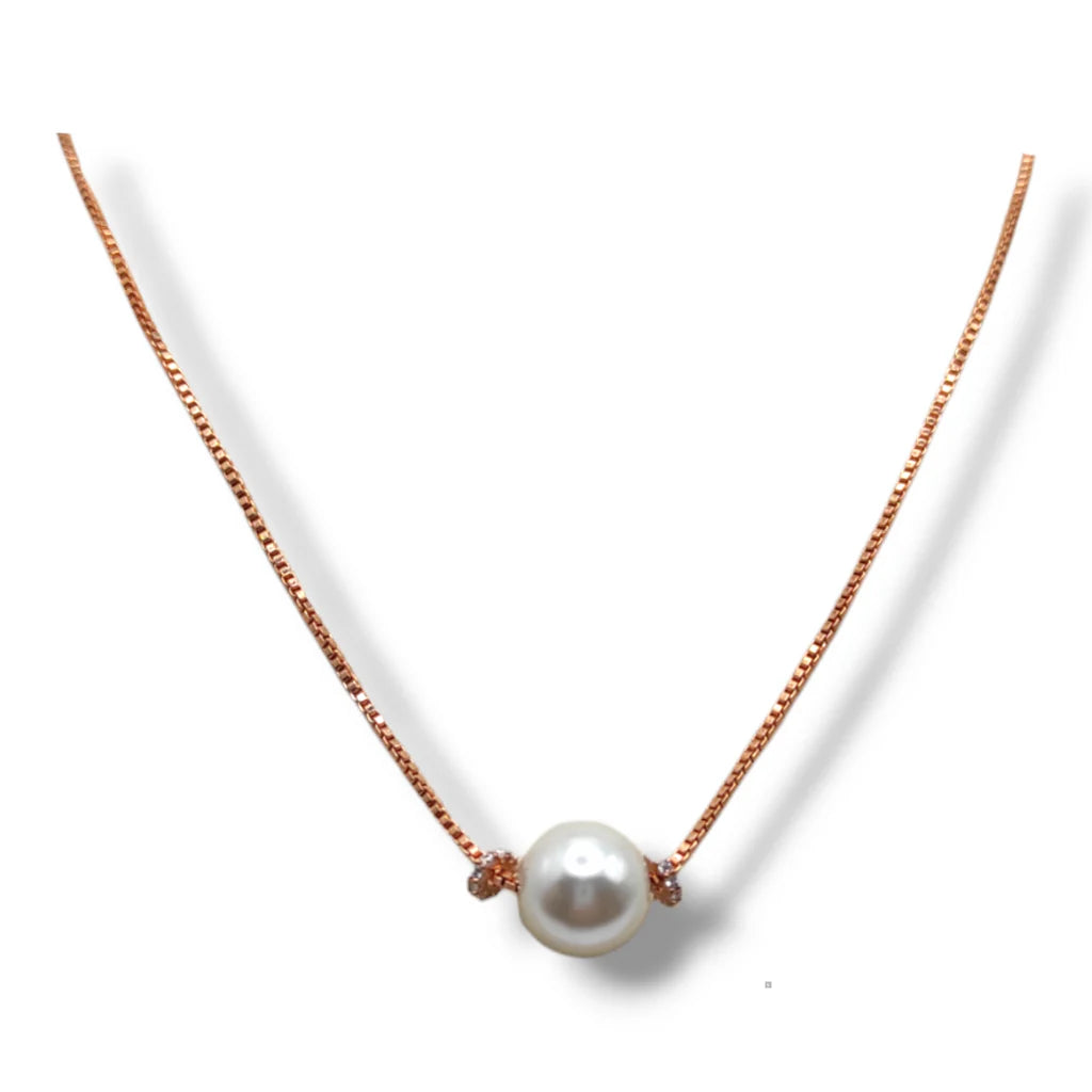 Collana con perla centrale Passante colore Rose Gold