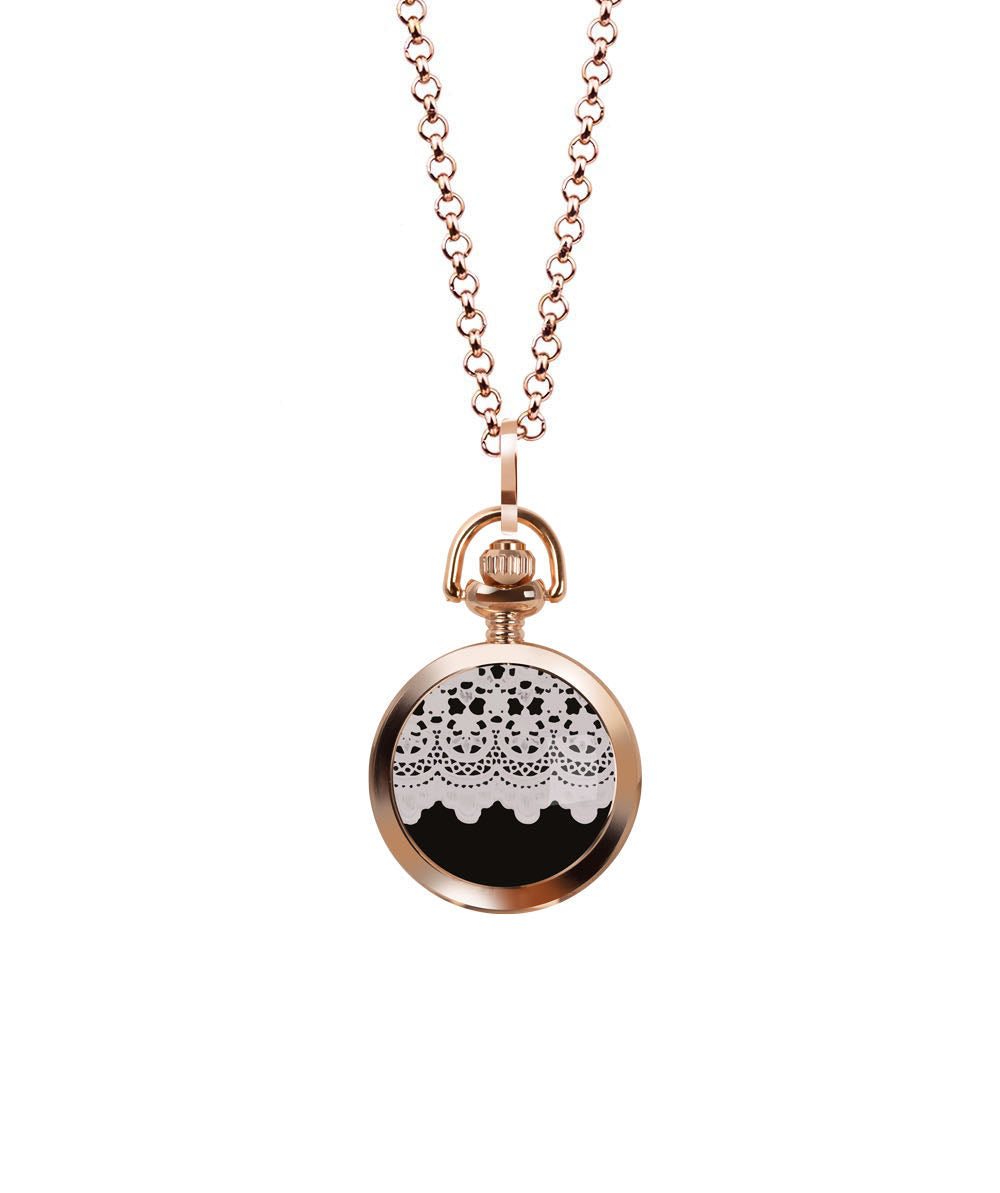 Collana Orologio Ricamo Nero