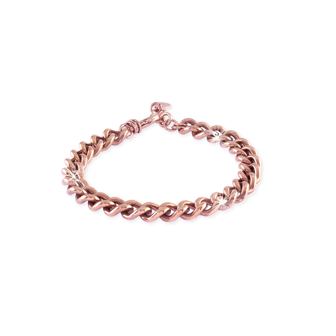 Bracciale con catena grumetta mini in bronzo dorato rosa