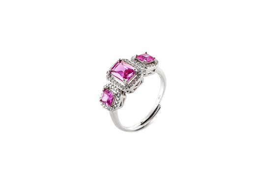 Anello trilogy rettangoli fucsia