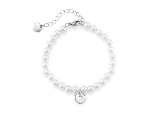 Bracciale di perle con ciondolo cuore