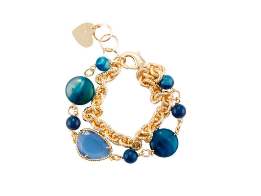 Bracciale Donna 4US Cesare Paciotti ottone e agata blu