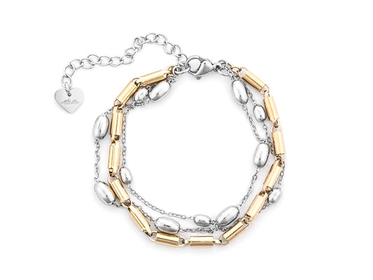 Bracciale multifilo, bicolore in acciaio
