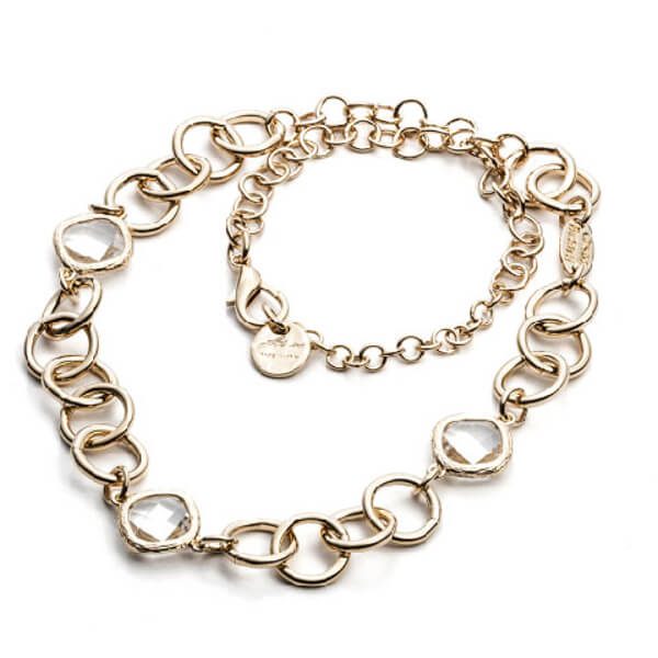 Collana Chanel in ottone dorato e cristalli