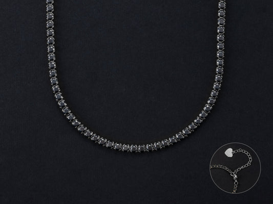 Collana tennis argento e pietre nere