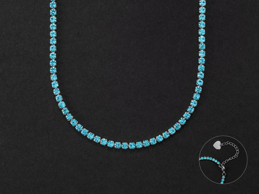 Collana tennis argento e pietre azzurre