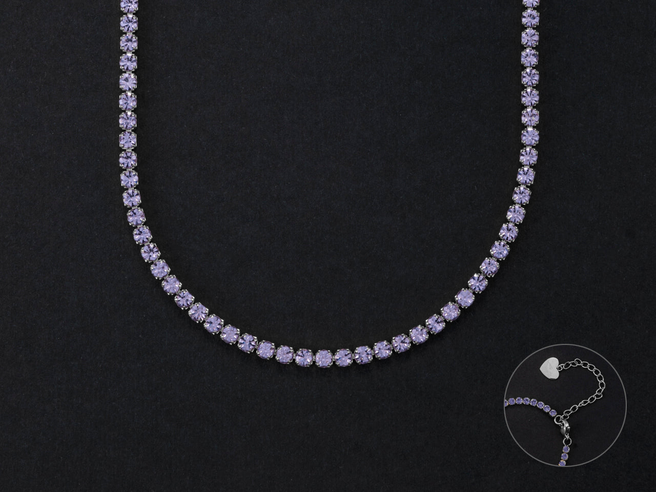 Collana tennis argento e pietre viola