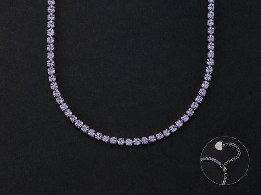 Collana tennis argento e pietre viola