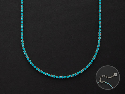 Collana tennis argento e pietre celesti