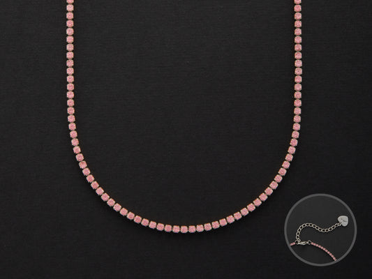 Collana tennis argento e pietre rosa
