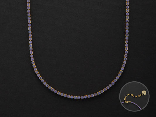 Collana tennis oro e pietre viola