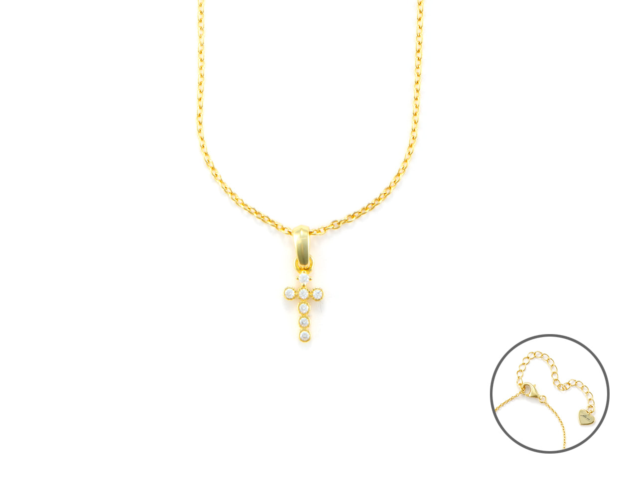 Collana Croce dorata con zirconi