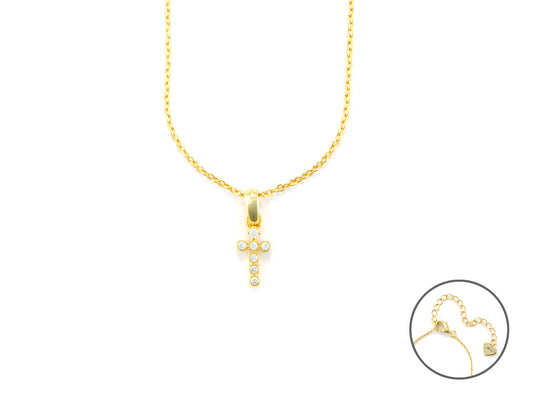 Collana Croce dorata con zirconi