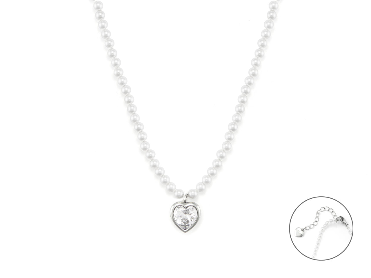 Collana di perle con ciondolo cuore