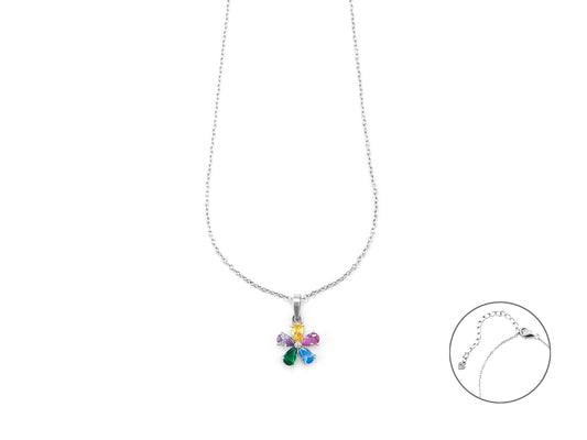 Collana fiore zirconi colorati