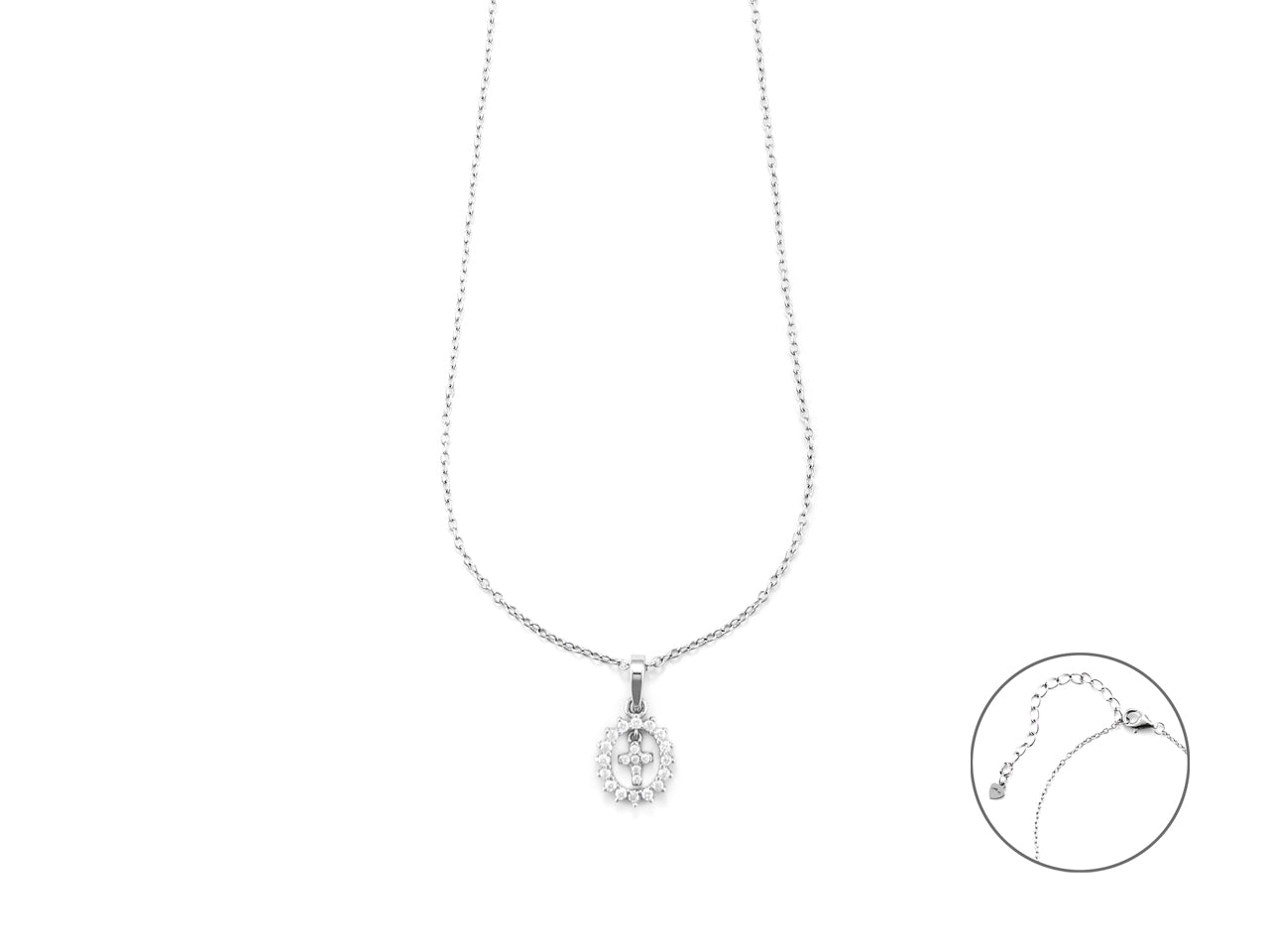 Collana Croce pavè zirconi bianchi