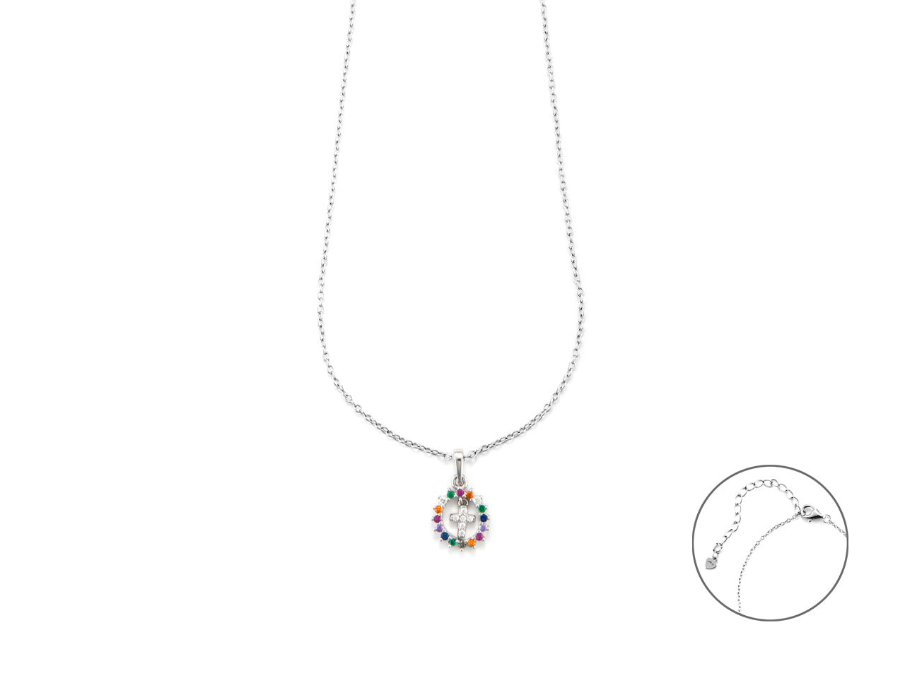 Collana croce Pavè multicolor