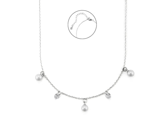 Collana perle e zirconi bianchi pendenti