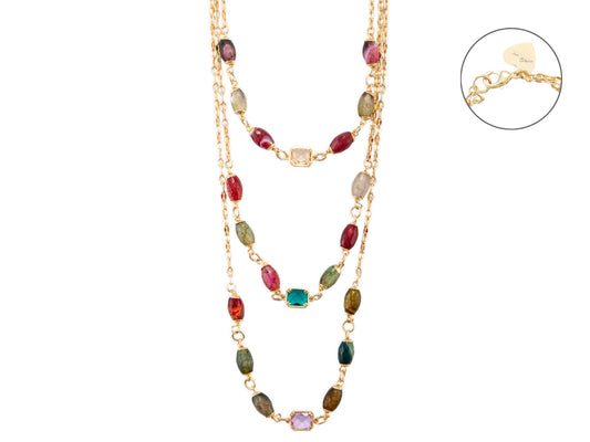 Collana lunga oro con agata e vetro