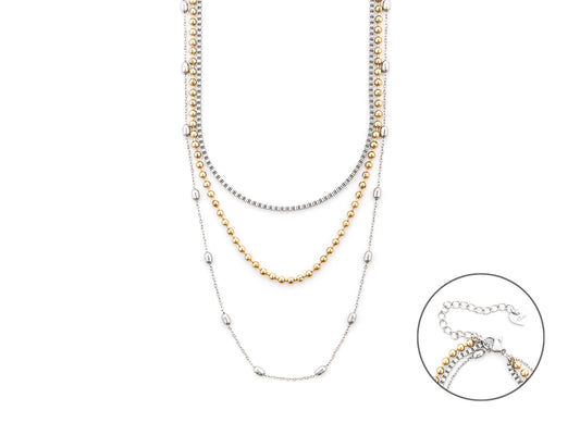 Collana multifili in acciaio, bicolore