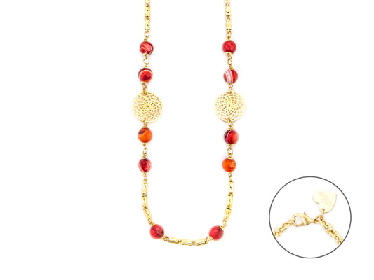 Collana lunga con agata rossa