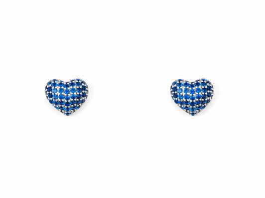 Orecchini cuore pavè blu