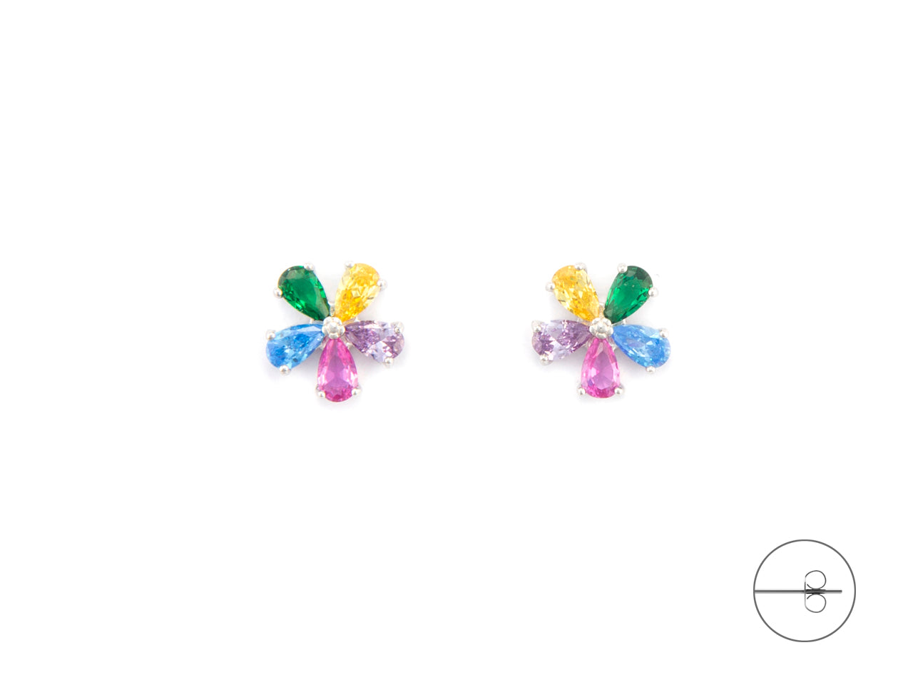 Orecchini lobo a fiore zirconati