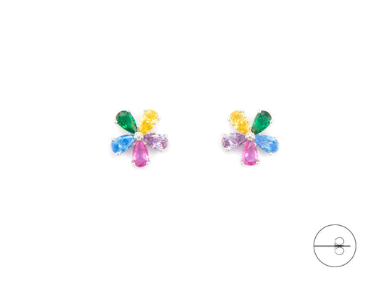 Orecchini lobo a fiore zirconati