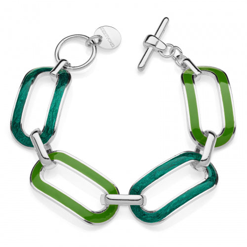 Bracciale argentato con smalto verde