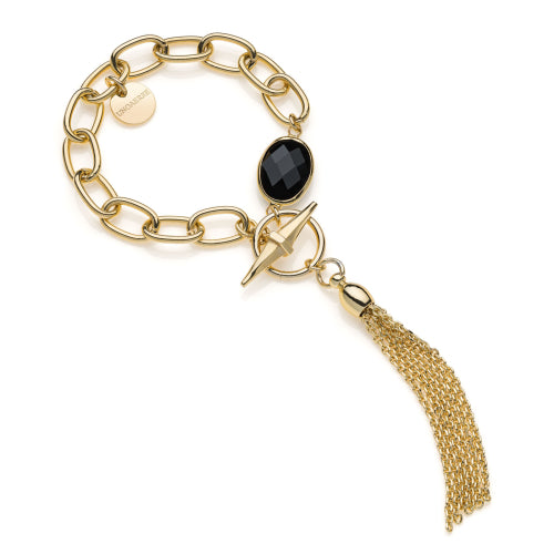 Bracciale con pietra nera e frange