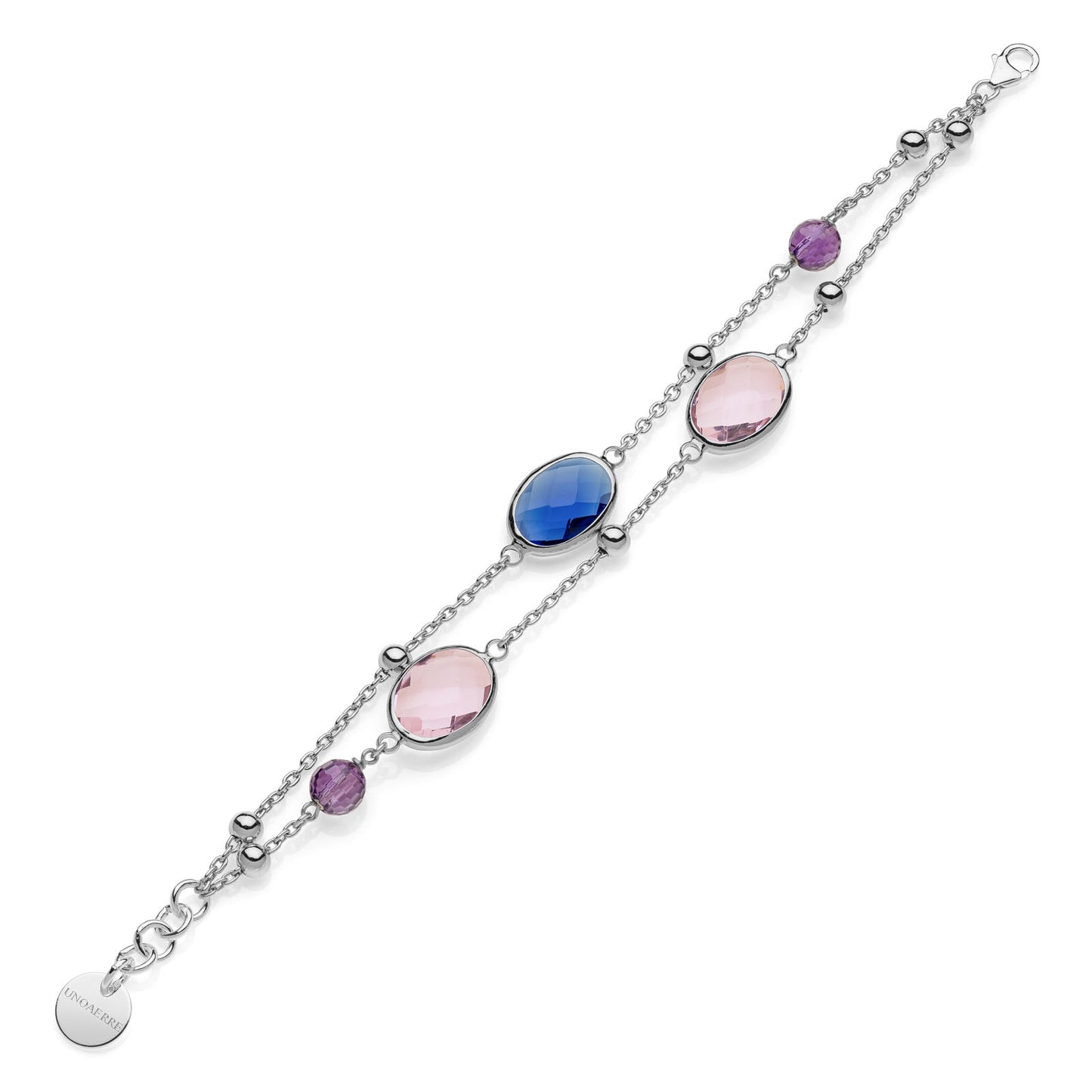 Bracciale con pietre rosa e blu Jaipur