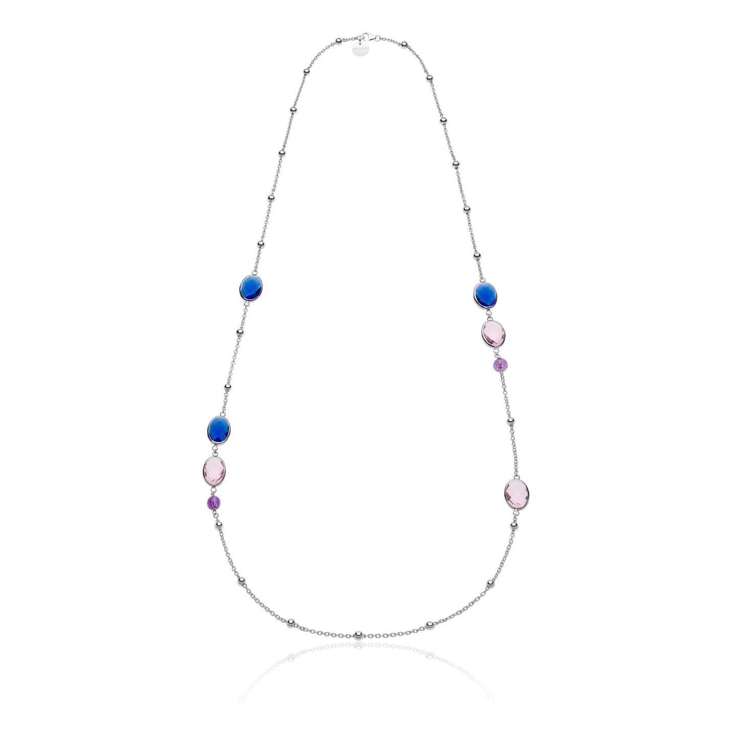 Collana lunga pietre rosa e blu Jaipur