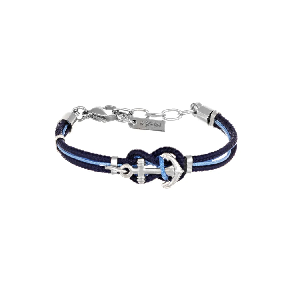 Bracciale Io & Te Blu e Azzurro in Acciaio e Corda