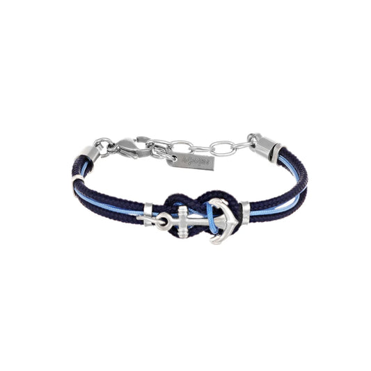 Bracciale Io & Te Blu e Azzurro in Acciaio e Corda