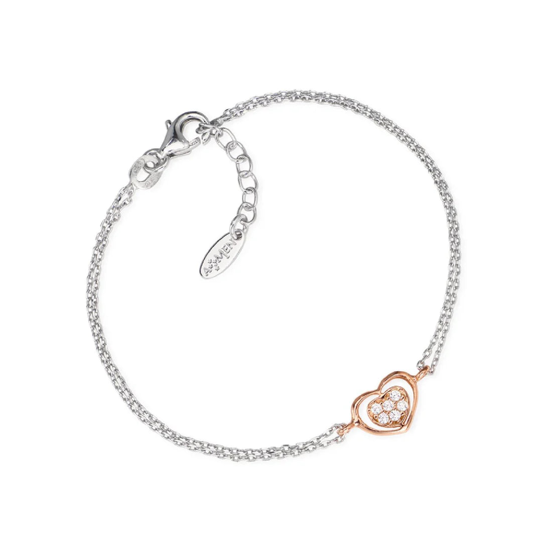 Bracciale in argento e zirconi bianco e rosa