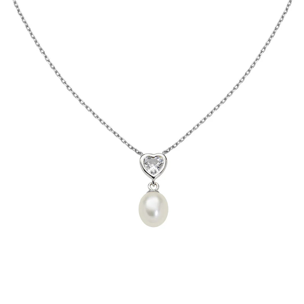 Collana Cuore con Perla e Zirconi