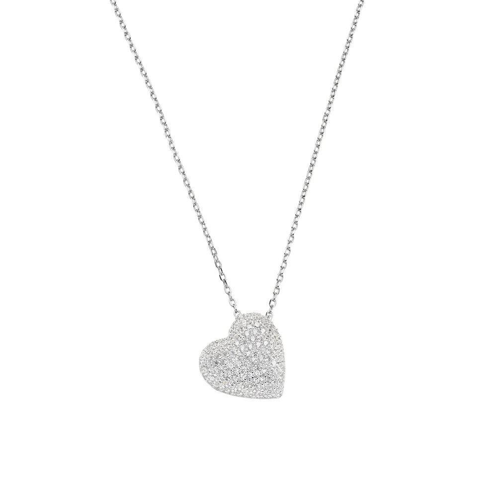 Collana Cuore Bombato con Zirconi