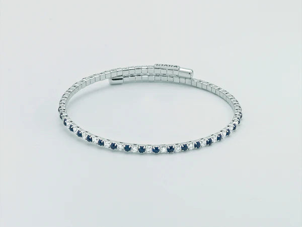 Bracciale Tennis rigido con pietre bianche e blu