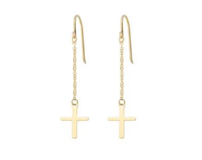 Orecchini lunghi con croci in oro